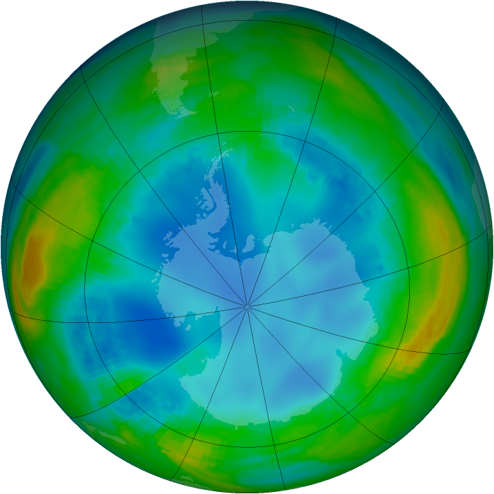 Antarctic ozone map for 01 August 1987